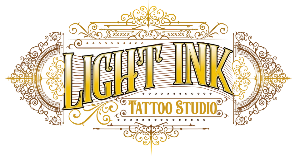 Close-up tattoo detail showing fine line work